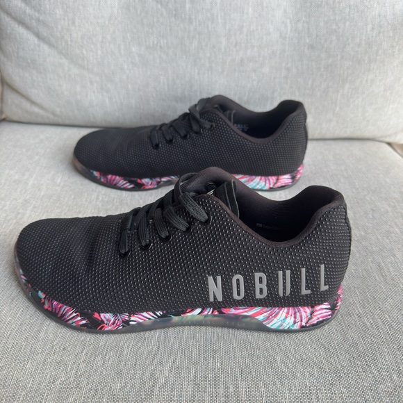 NOBULL Shoes - NOBULL Black Training Shoes with Pink & Teal Floral Sole